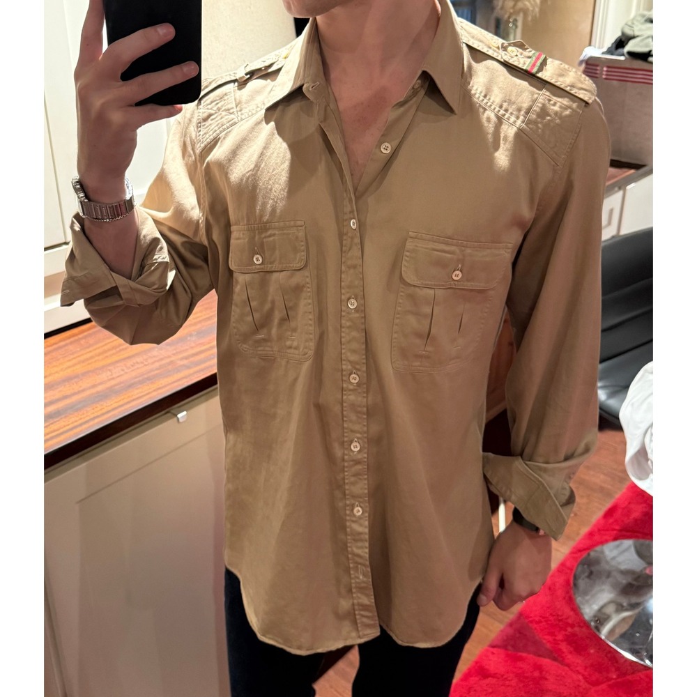 Gucci Tom Ford Era Khaki Military Shirt Size 41 16